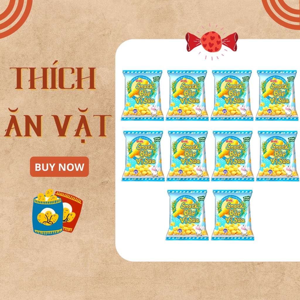 Bánh snack bắp vị sữa Oishi 14gram