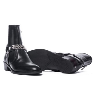 Giày nam Harness Boot chất da bóng nhẹ, trơn nhẵn, đế 4cm, kèm đai xích, kiểu dáng thời trang phù hợp nhiều phong cách