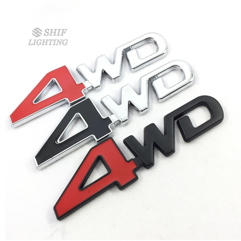 Logo 4WD bằng kim loại dán trang trí xe hơi