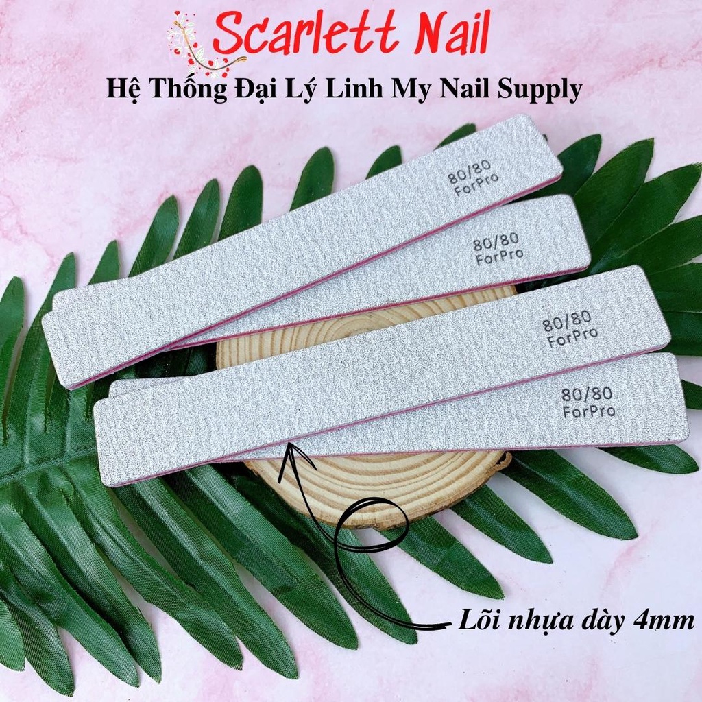 Dũa Móng Nail For Pro Xám Lõi Hồng Độ Nhám 80/80 - Dũa Móng Phá Gel Phá Bột