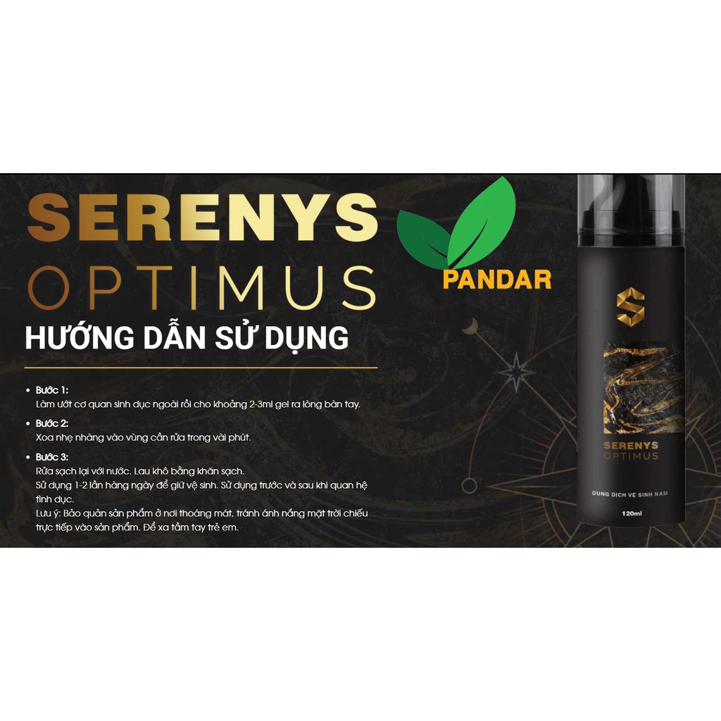 Dung dịch vệ sinh nam Serenys Optimus,khử mùi vùng kín, dịu nhẹ, khánh khuẩn, săn chắc da,120ml, PANDAR