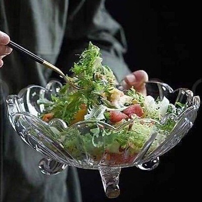 Thố Hoa 3 Chân. Đĩa Thủy Tinh Đựng Hoa Quả 3 Chân Hàng Đẹp Dày Dặn .