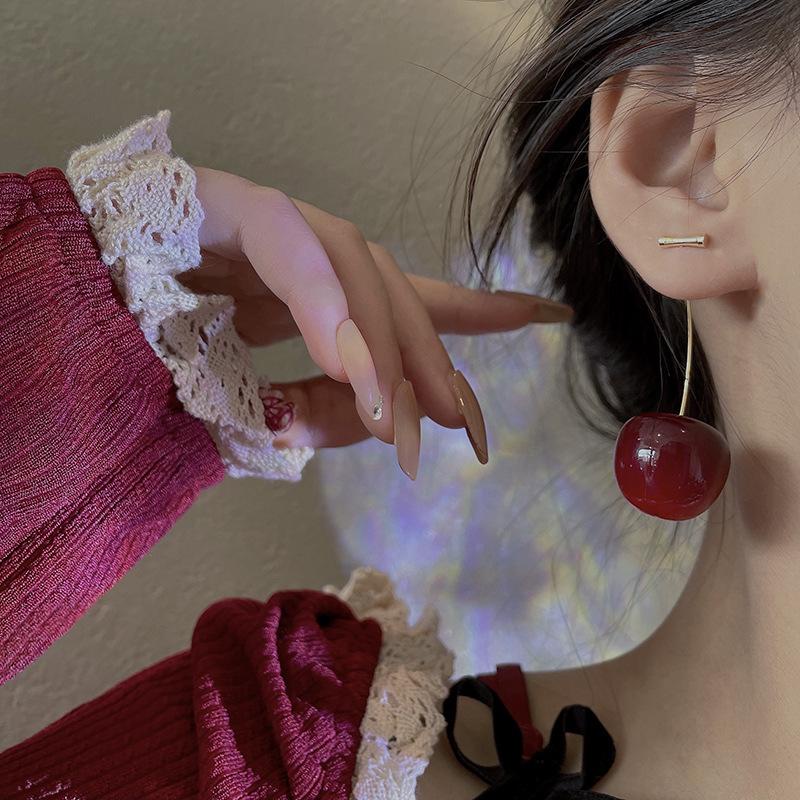 Khuyên tai, bông tai hình quả cherry đỏ cá tính nynk.accessories