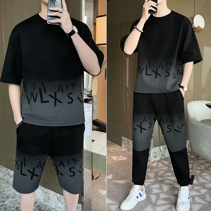 Bộ Quần Áo Thể Thao Tay Ngắn Thiết Kế Trẻ Trung Năng Động Phong Cách Hàn Quốc Cho Nam