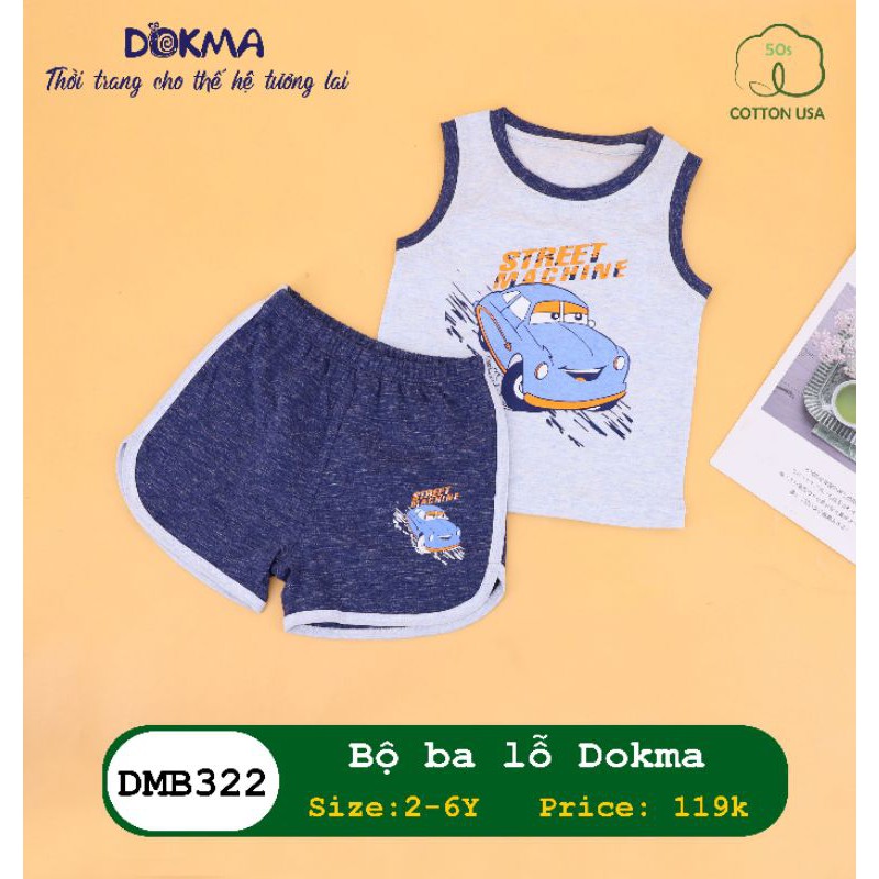 [Dokma] Bộ ba lỗ (sát nách) thể thao chất mát-đẹp (Sz 2-6y)