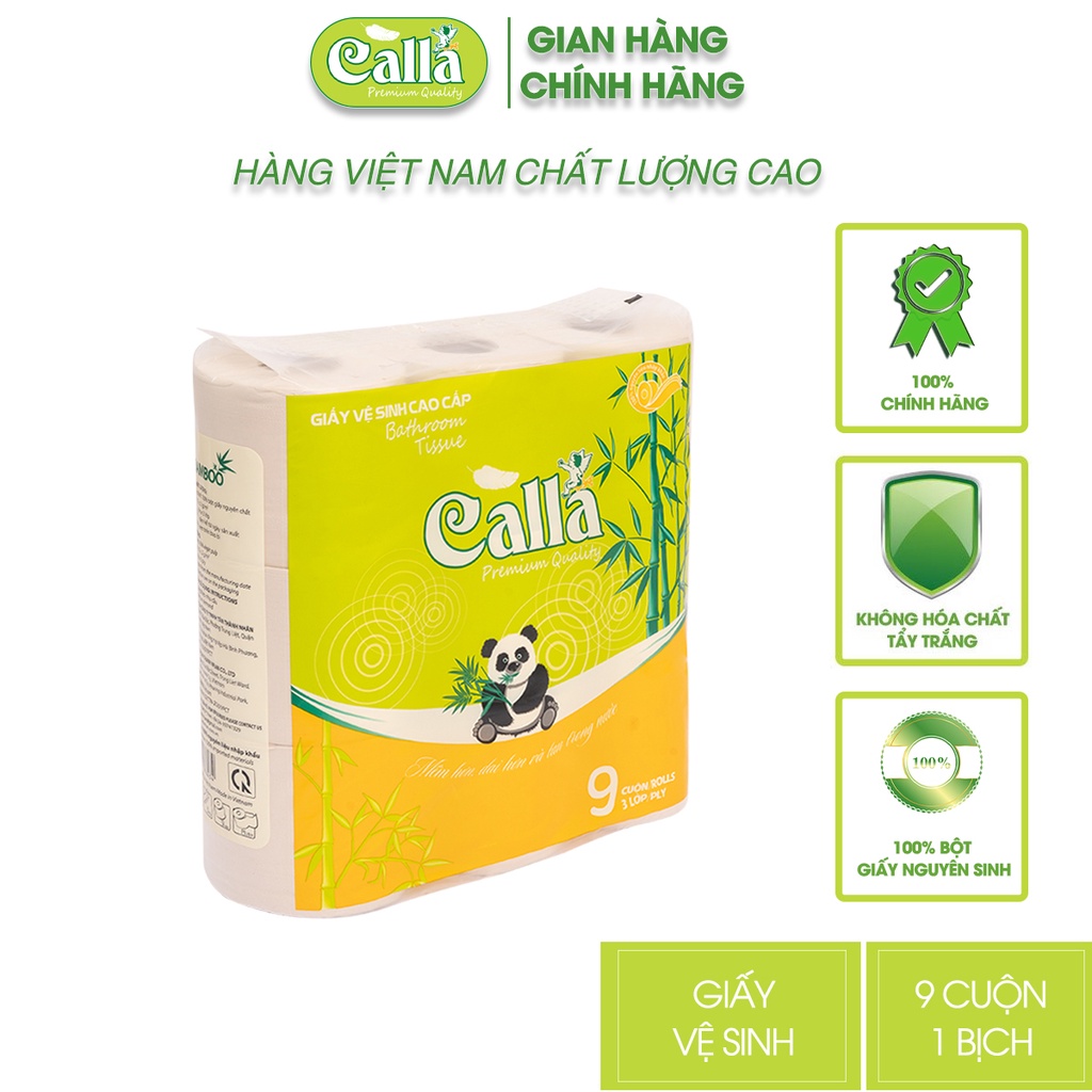 Giấy vệ sinh tre Calla 3 lớp 9 cuộn không tắc bồn cầu, mềm mịn, siêu tiện lợi