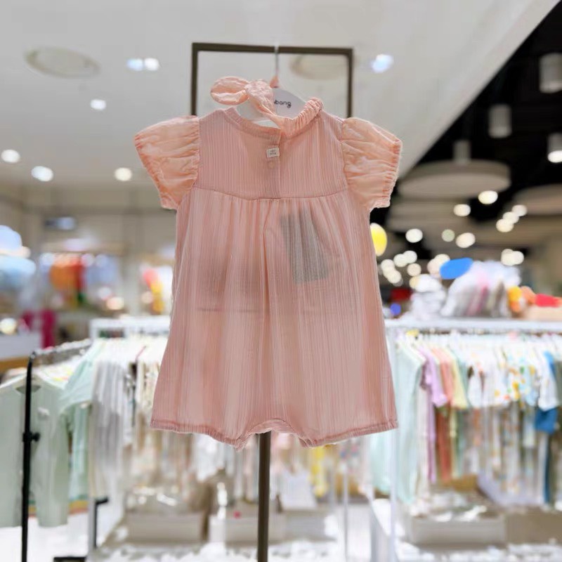 Body cộc Agabang hồng thêu ngực +băng đô dễ thương Nga Fish B8D2