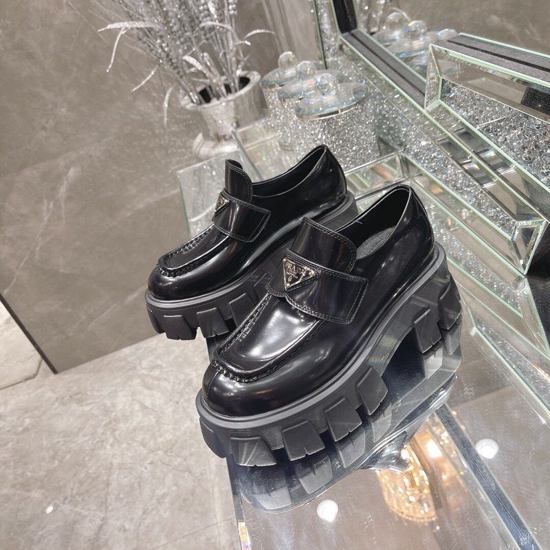 Giày oxford nữ da thật mẫu mới thương hiệu Prada-Monolith cao cấp có 2 màu