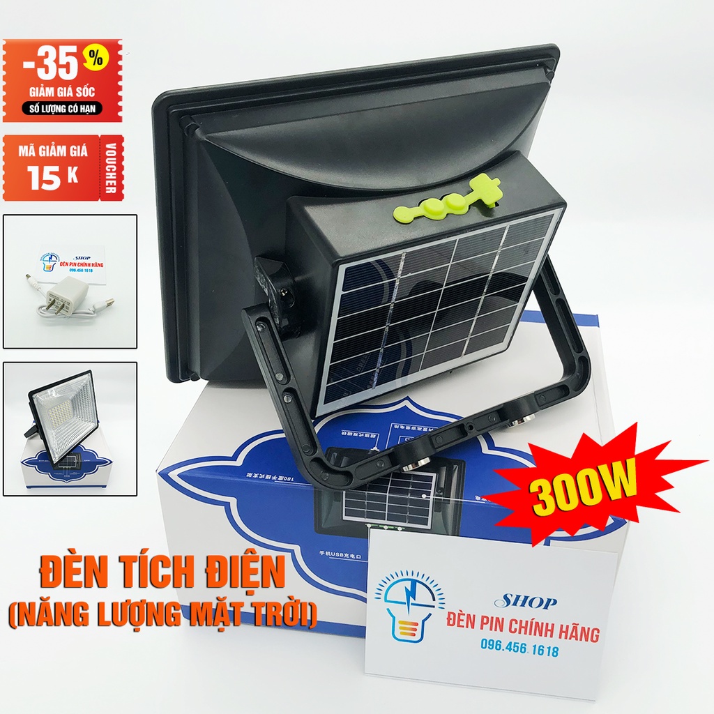 Đèn tích điện năng lượng mặt trời YUXING 878A siêu sáng 300w 3 chế độ sáng có cổng usb sạc điện thoại tặng kèm sạc