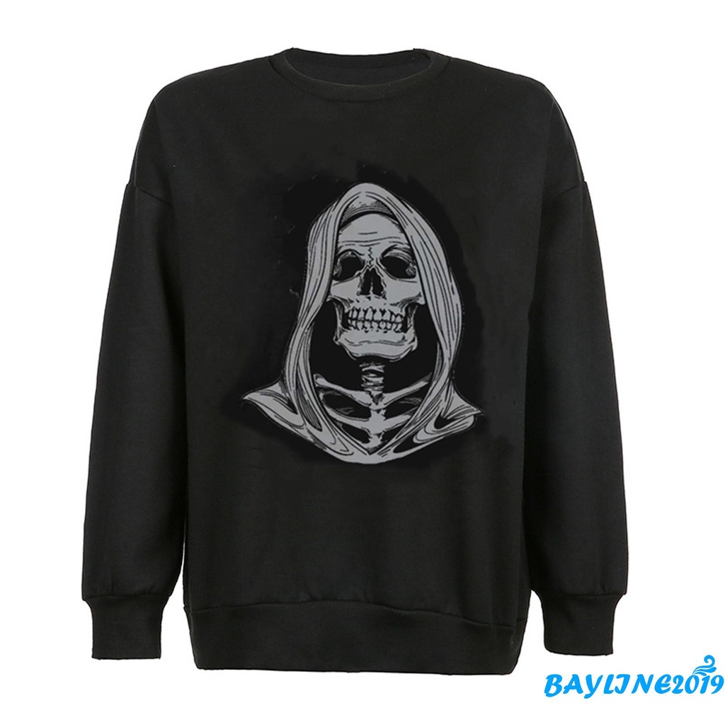 Áo Thun Nữ Tay Dài In Hình Bí Ngô / Đầu Lâu Cá Tính