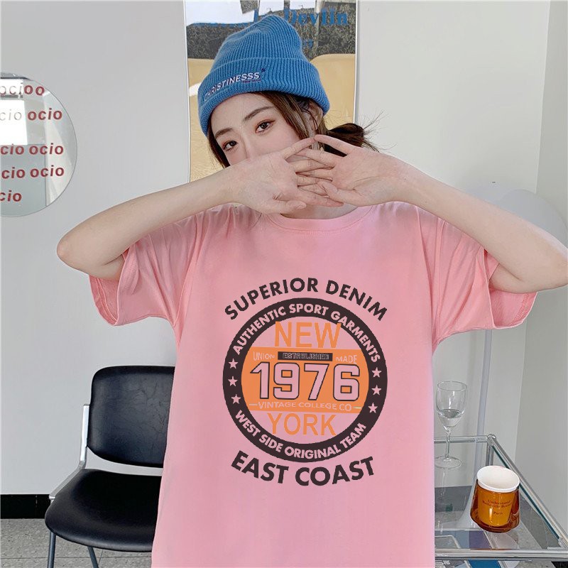 Áo phông unisex nam nữ tay lỡ thun form rộng teen cổ tròn 1976 oversize cotton giá rẻ basic đen trắng tee pull