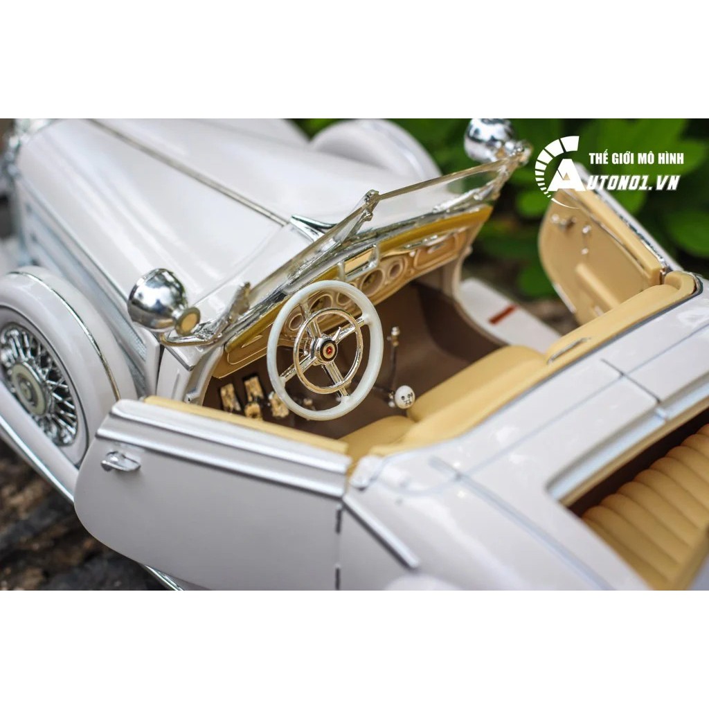 MÔ HÌNH XE MERCEDES BENZ 500K TYP SPECIAL ROADSTER 1936 WHITE 1:18 MAISTO 5781