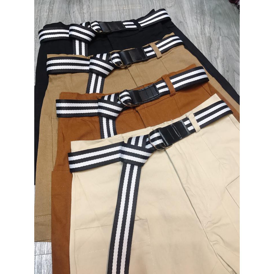 Quần Short Thô 109 Kèm Belt Sọc (Kèm Ảnh Thật)_Xưởng May Quang Anh