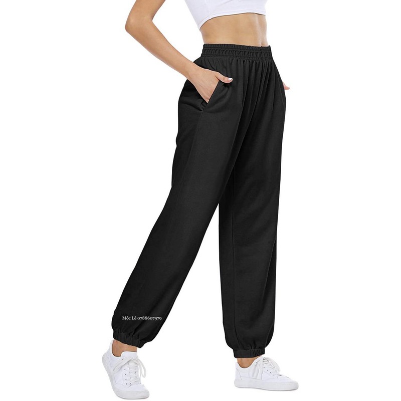 Quần jogger nỉ bo ống (amazon) vnxk dày co dãn đen trơn thời trang trẻ trung năng động