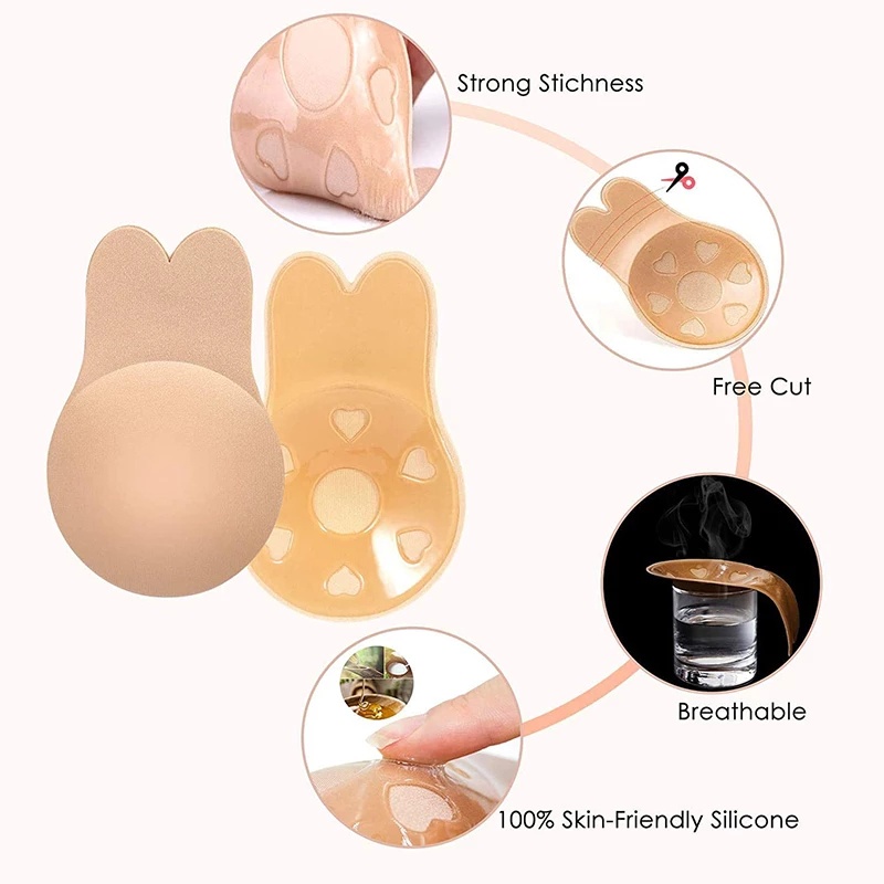 1 Cặp Miếng Dán Nâng Ngực Hình Tai Thỏ Bằng Silicone Dành Cho Nữ