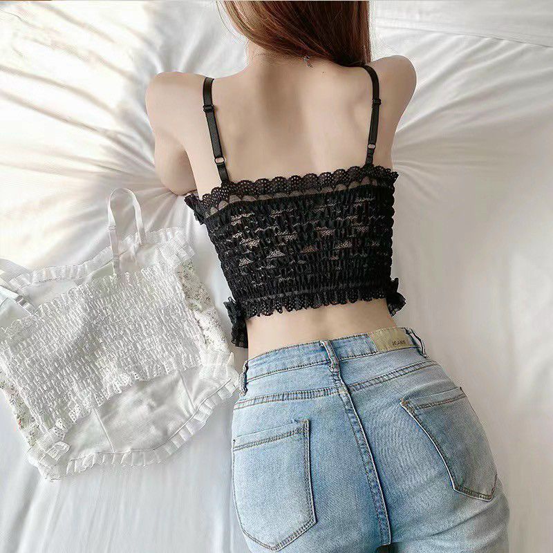 Áo hai dây phối ren, Áo yếm nhỏ sát nách phối ren hoạ tiết quyến rũ cho nữ
