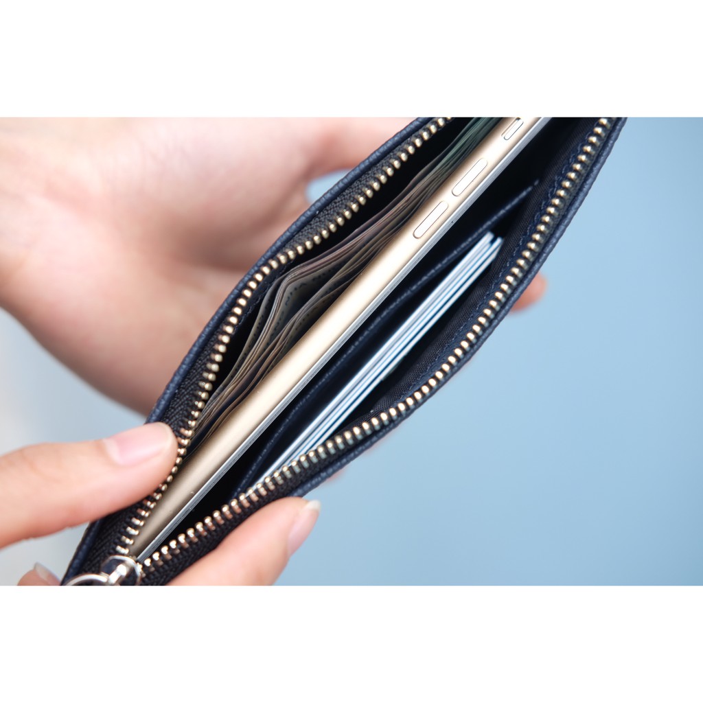 SIM Clutch - Ví cầm tay nữ da bò thật MINK nhiều màu nhỏ gọn KY25