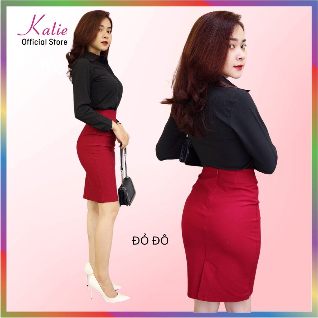 Chân Váy Công Sở Xẻ Đùi Ngắn Và Chân Váy Xẻ Đùi Dài KATIE Váy Xẻ Trước Có Đến Bigsize 80kg