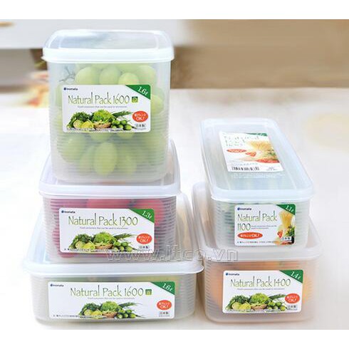 Hộp thực phẩm chữ nhật, nắp mềm 1400ml INOMATA - KONNI39 SƠN HÒA