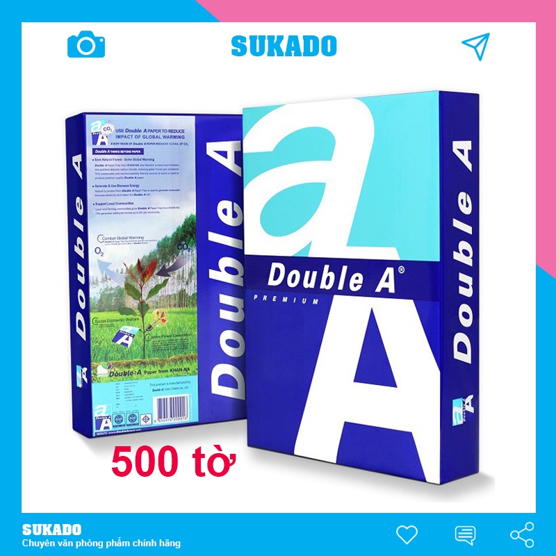 Giấy A4 Double A 70gsm 80gsm dày 500 tờ, Xuất xứ Thái Lan SUKADO