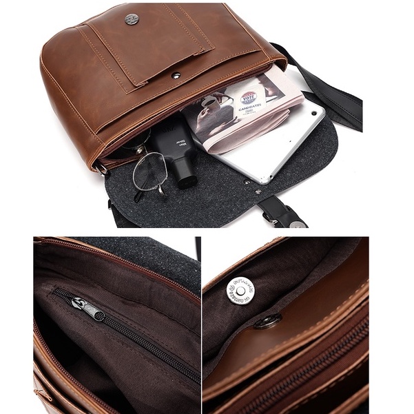 Túi đeo chéo bầu lớn đựng ipad giỏ da xịn thời trang đeo ngực túi bao tử đeo hông phong cách nâu độc đáo MINA