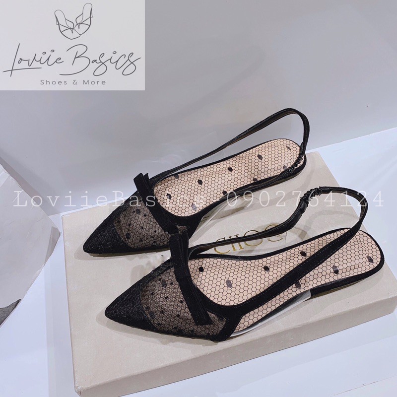 LOVIIE BASICS- DÉP SỤC MŨI NHỌN ĐẾ BỆT NƠ LƯỚI - SANDAL MŨI NHỌN ĐẾ BỆT - DÉP SỤC MŨI NHỌN - SỤC NỮ MŨI NHỌN S200711