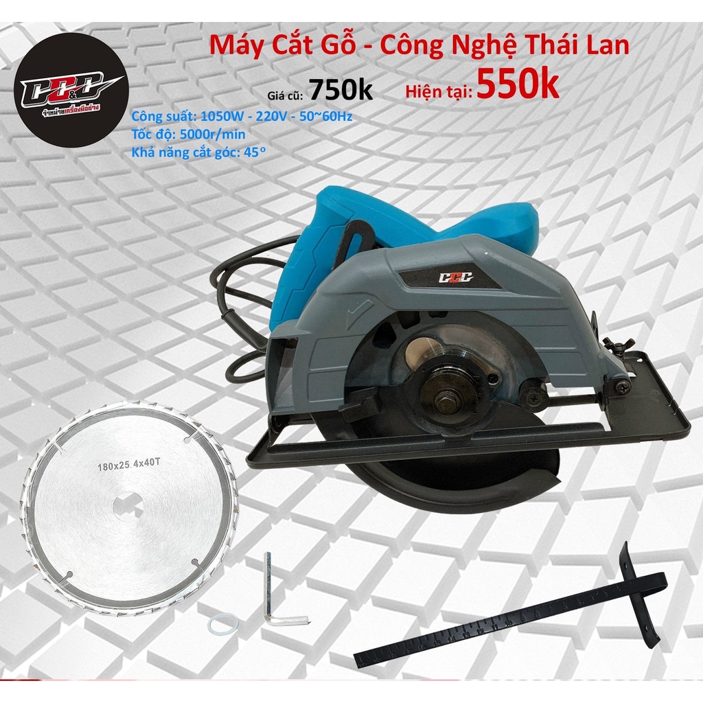 Máy cắt gỗ cầm tay 8100B-1050W chính hãng GGG, máy cưa gỗ mini đĩa 185mm | Tặng kèm 1 lưỡi