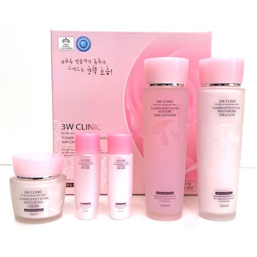 Set 3W CLINIC FLOWER EFFECT EXTRA MOISTURIZING SKIN CARE-[COCOLUX]