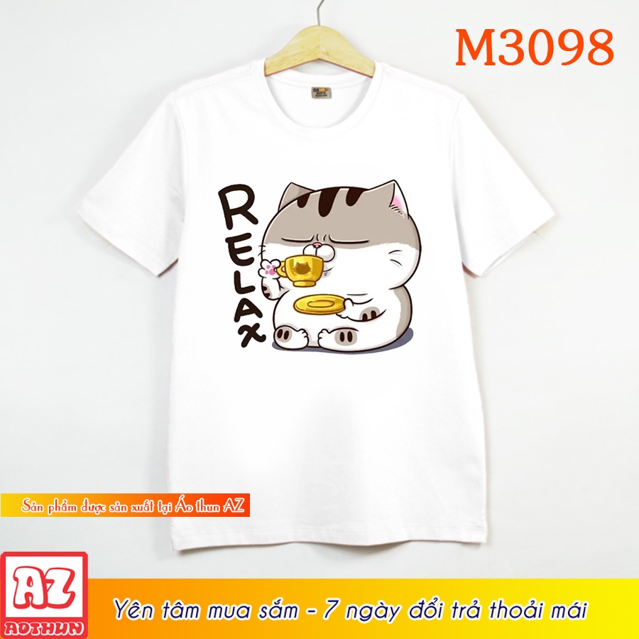 Áo thun nam nữ in hình mèo ami bụng bự