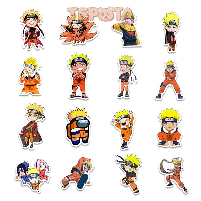 Naruto Sticker TEPOTA Set 50 Miếng Dán Trang Trí Hình Hoạt Hình Không Thấm Nước Dán Mũ Bảo Hiểm, Xe, Laptop ST04