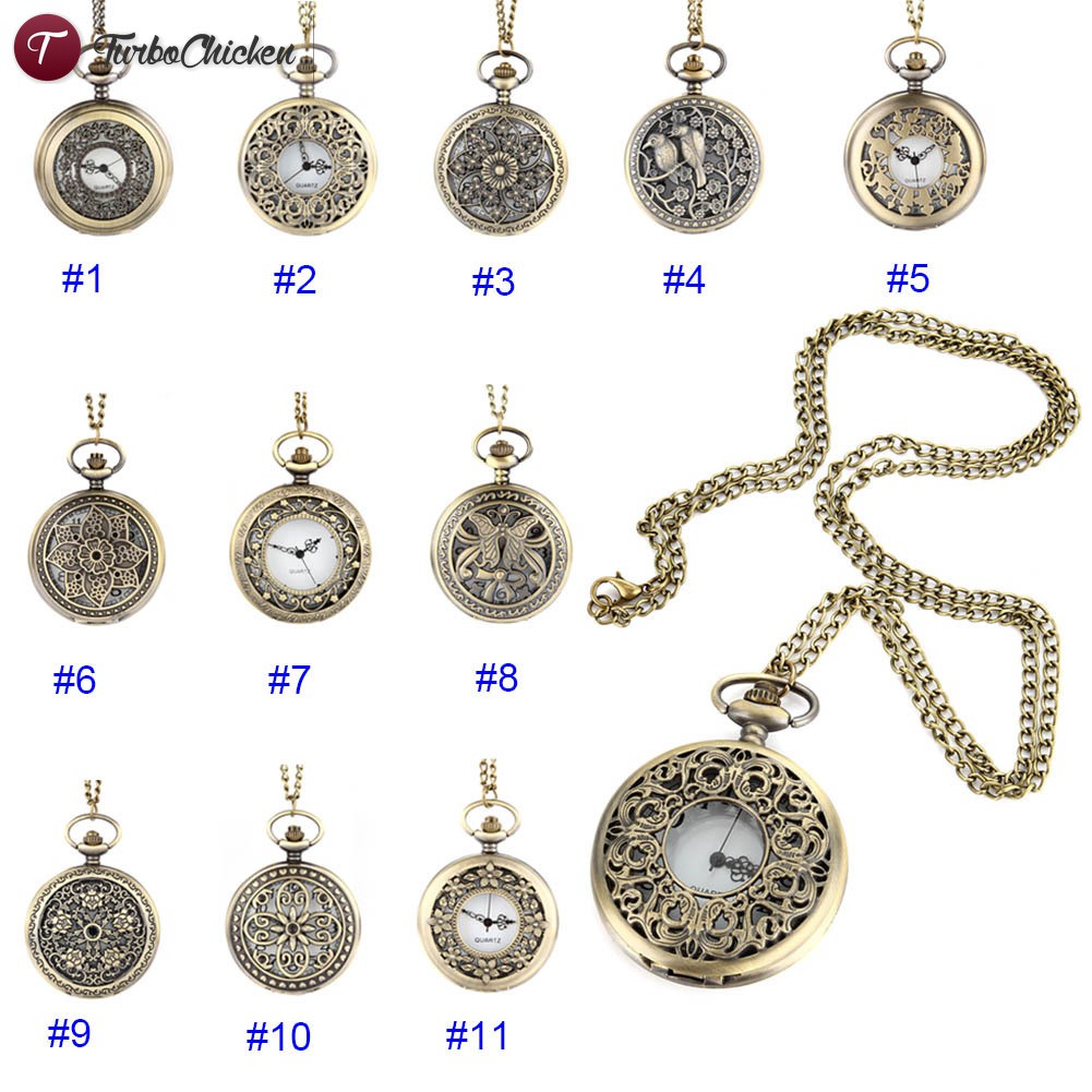 Đồng hồ quả quýt chạm khắc hình bông hoa phong cách Steampunk