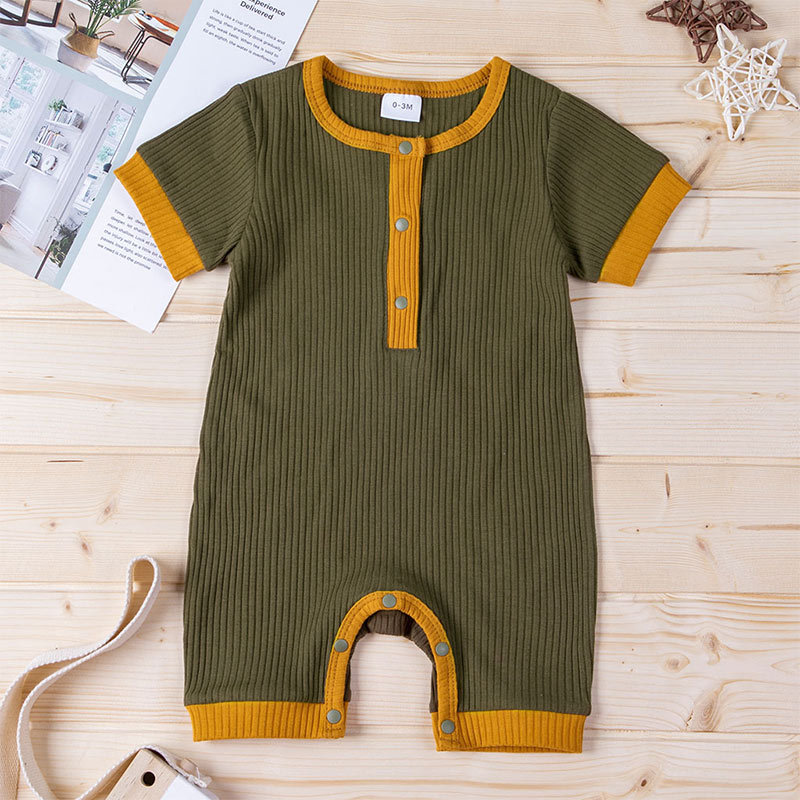 Jumpsuit Cotton Ngắn Tay Mềm Mại Cho Bé