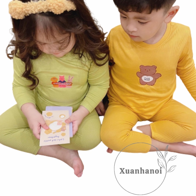 Bộ cotton gân tăm cho bé trai bé gái nhí XHN1038