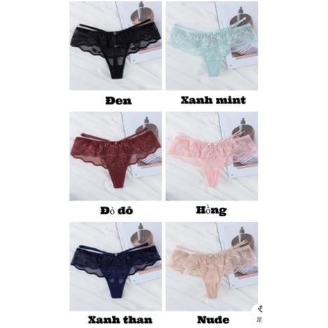 Quần Lót Nữ Wannale ️Quần Lọt Khe Ren Sexy Phối Họa Tiết 2 Dây Hông Gợi Cảm Quyến Rũ 8038