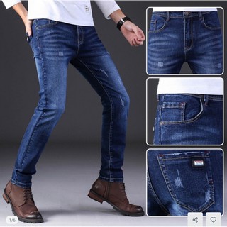 Quần jeans Quần bò nam ống ôm cào nhẹ hàng vnxk.