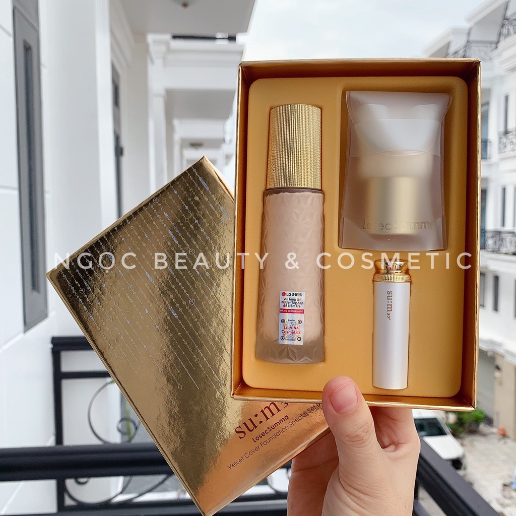 Set kem nền sum Losec Summa Velvet Cover Foundation 01