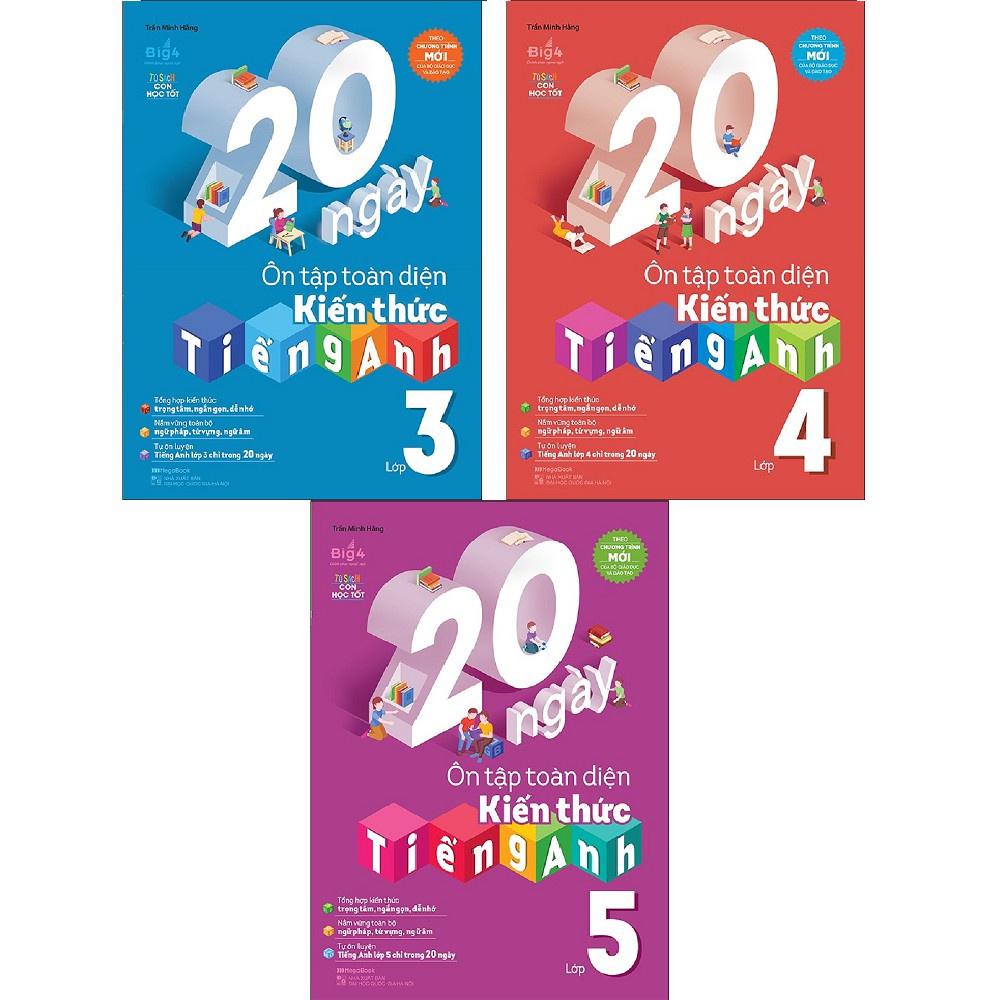 Sách Combo 20 ngày ôn tập toàn diện kiến thức Tiếng Anh lớp 3 4 5 MEGATH9546