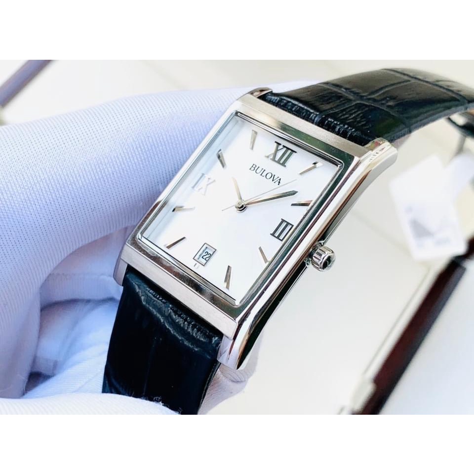 Đồng hồ nam Bulova Classic Quartz White Dial Black Leather 96B107