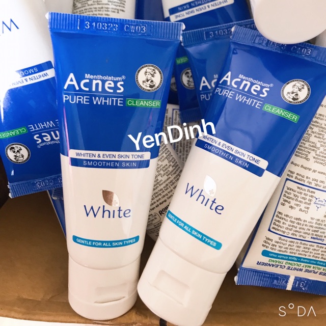 Sữa rửa mặt dưỡng trắng  Acnes Pure White Cleanser  25g Hàng mẫu dùng thử chính hãng rất tiện để túi và mang đi du lịch