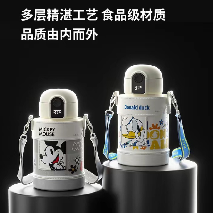 Cốc Giữ Nhiệt 500ML 2 Nắp Đậy Bằng Inox 316 In Họa Tiết Hoạt Hình Disney / Mickey / Vịt Donald Chống Axit