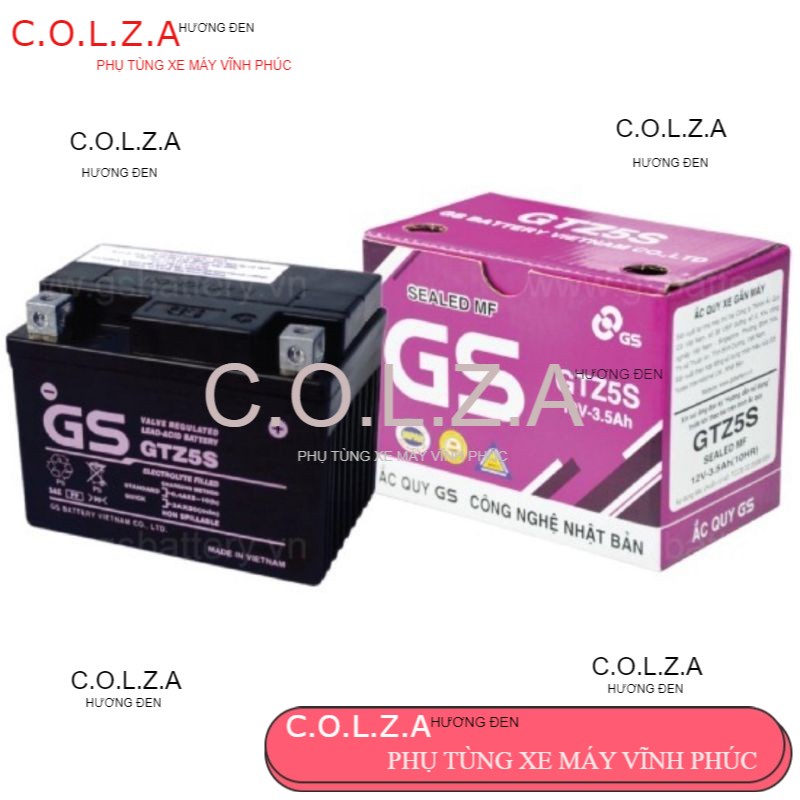 Bình Ắc Quy Khô GS GTZ5S ( 12V 3.5 Ah ) - KT (mm) : 112 x 70 x 85 ( Dài x Rộng x Cao -5%