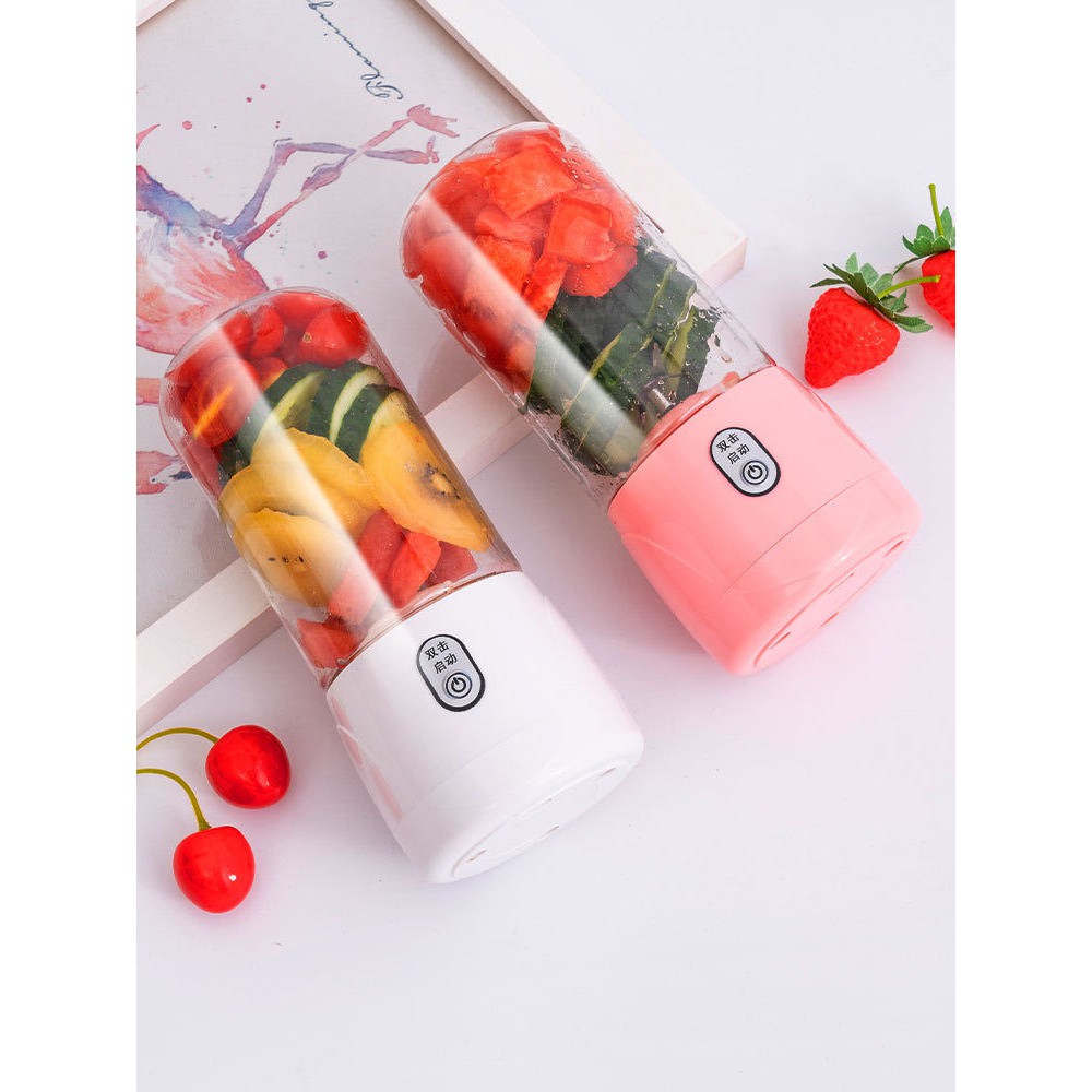 4 Lưỡi Dao Cốc Xay Sinh Tố Cầm Tay Mini Di Động Không Cần Cắm Điện Sạc Tích Điện USB Tiện Lợi