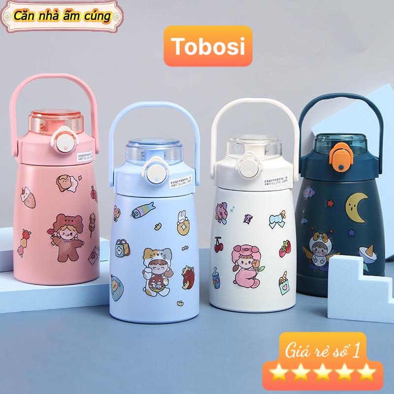 Bình Nước Giữ Nhiệt Cute Kèm Ống Hút