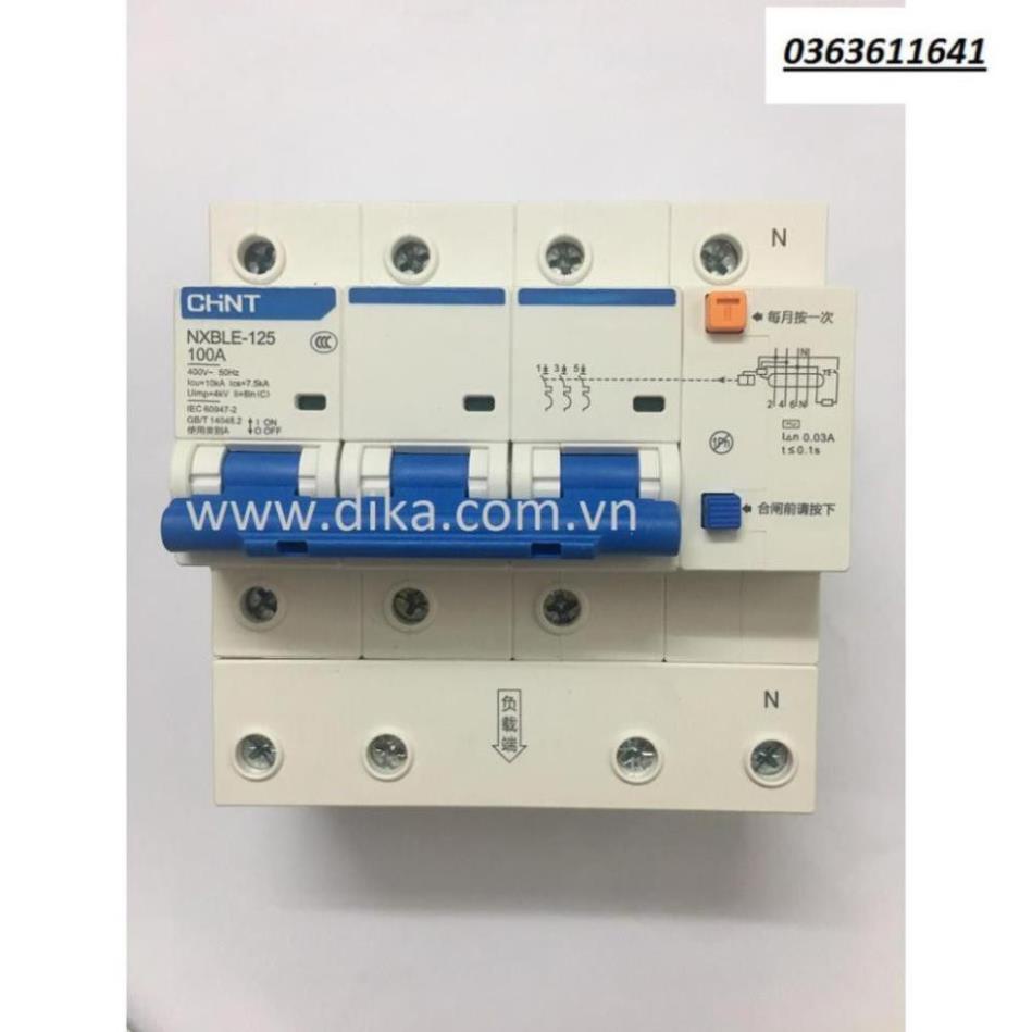 Attomat RCBO chint 3P+N 100A NXBLE-125