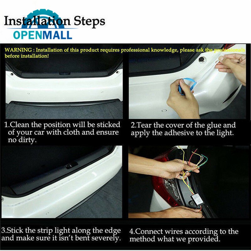 Dây đèn LED 1.2m 12V 4 màu gồm 36 bóng dùng trang trí đuôi xe hơi tiện dụng