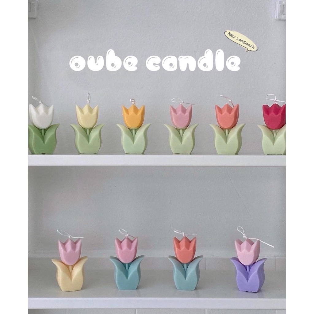 Nến Thơm Cao Cấp Hình Bông Hoa Tulip Phong Cách Trang Trí Hàn Quốc Cực Xinh | Oube Candle NT21