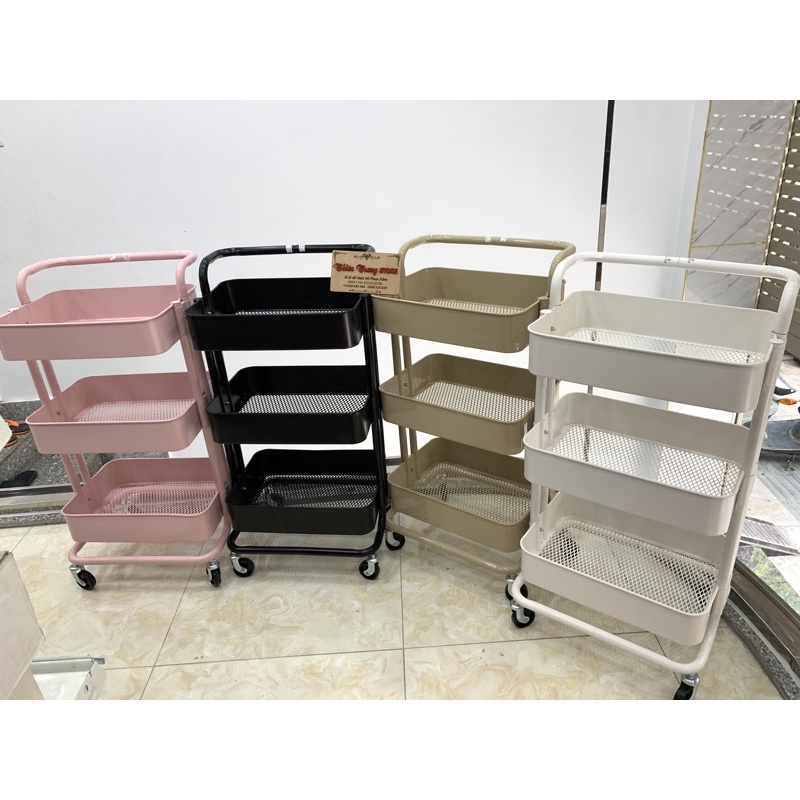 Xe đẩy 3 tầng spa khay sắt khung sắt siêu bền chắc chắn