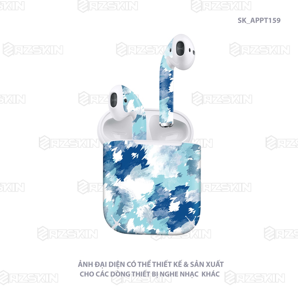 Dán Skin Hình Airpod 1/2/Pro Thiết Kế Camo Xanh Trắng |SK_APPT159| Chất Liệu PVC Chống Nước, Bền Màu, Cắt Sẵn Khuôn