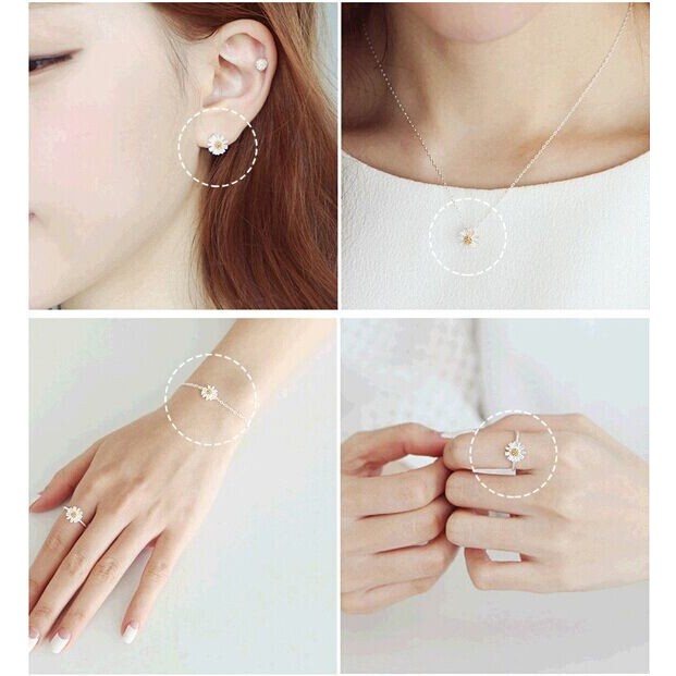 Nhẫn bạc hoa cúc nhiều cánh cao cấp Hàn Quốc
