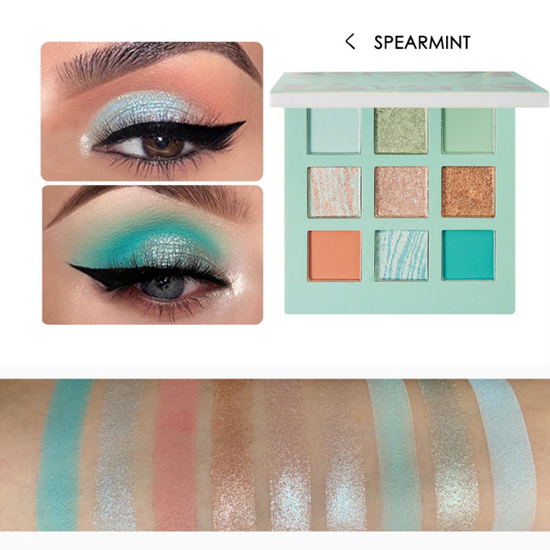 [Hàng mới về] Bảng phấn mắt trang điểm 9 màu lì và ánh nhũ